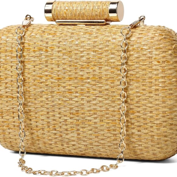 Accessories - Straw Clutch Purse for Women Woven Raffia Tote Beach Party Summer Bag